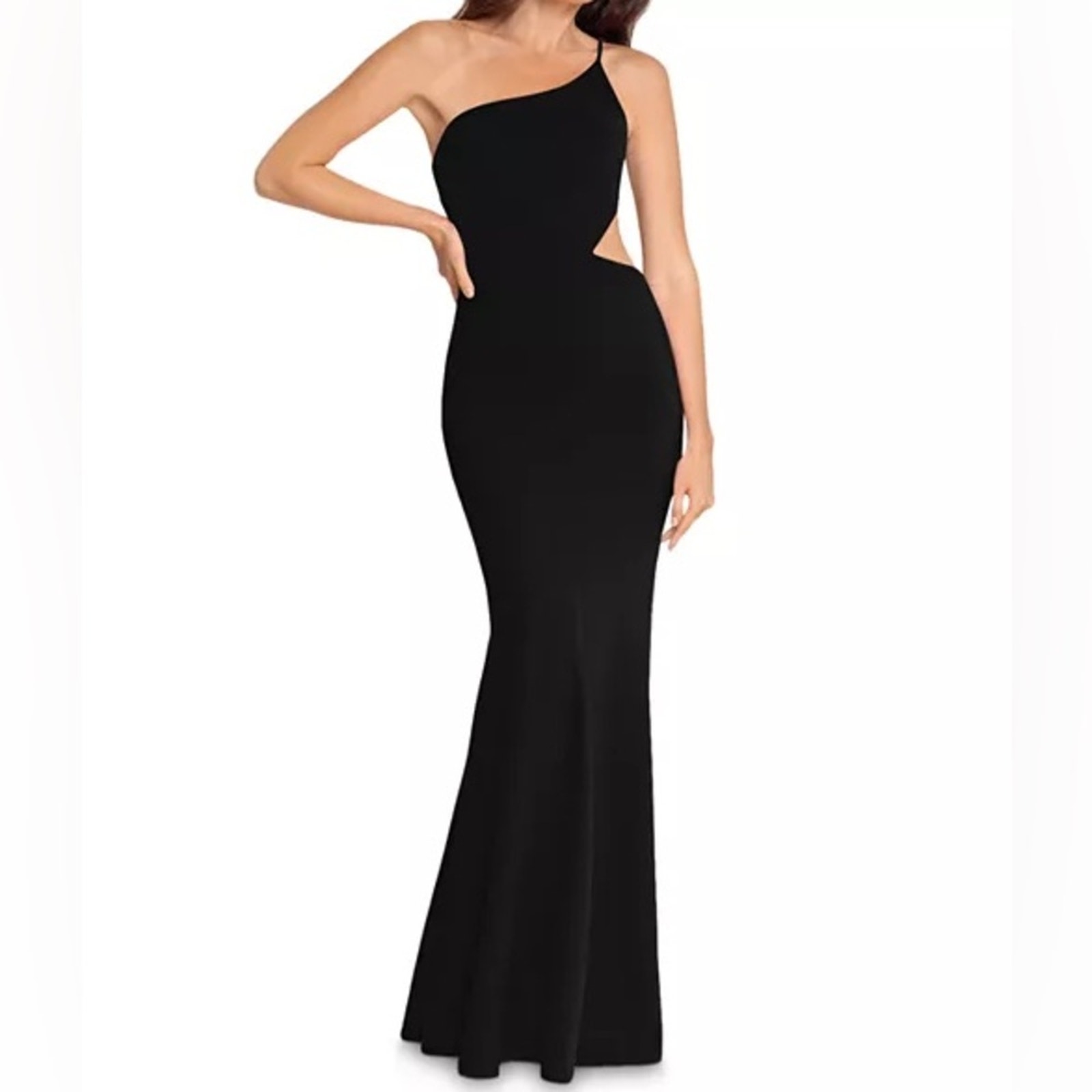 Aqua Formal Asymmetric Side Cutout Gown Black Women’s Sz 12